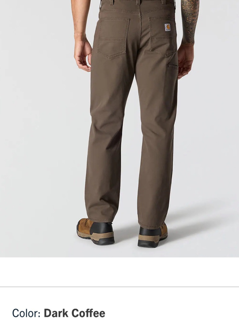 Carhartt Dark Brown Relaxed Fit Work Pants with Logo Patch